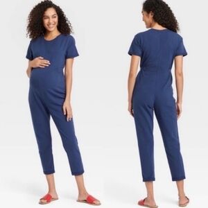 The Nines By Hatch Navy Blue Maternity Jumpsuit Size Large‎